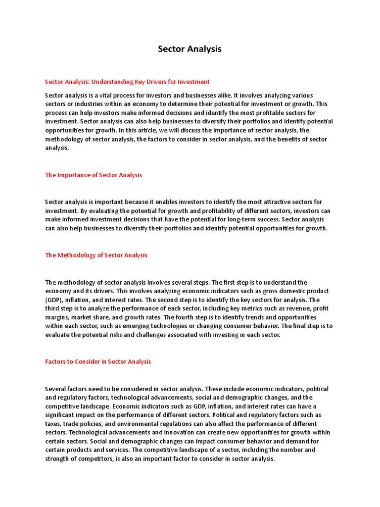 Sector Analysis Understanding Key Drivers For Investment PDF