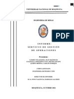 Universisad Nacional de Moquegua: Informe: Servicio de Gestión de Operaciones Presentan