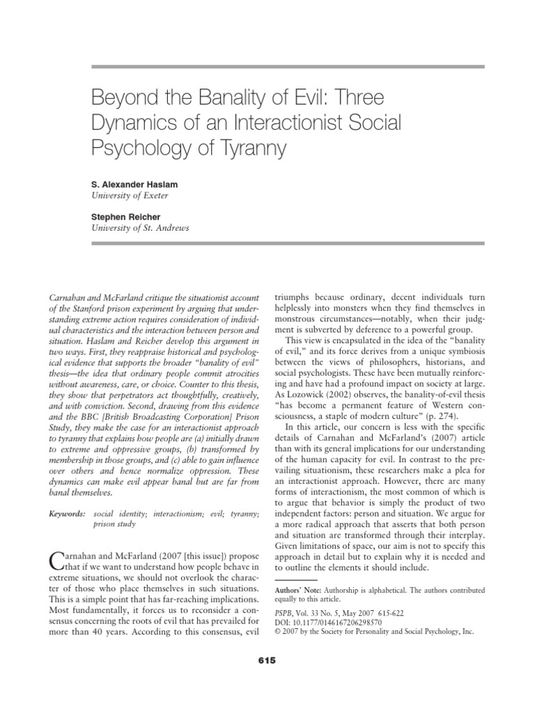 Beyond The Banality of Evil - Three Dynamics of An Interactionist ...
