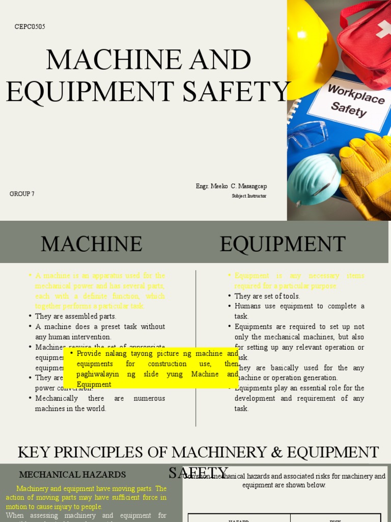Group 7 Machine and Equipent Safety | PDF