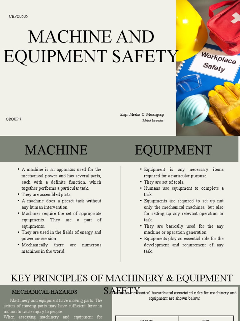Group 7 Machine and Equipent Safety | PDF | Personal Protective ...