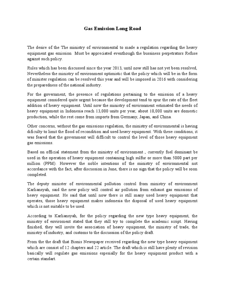 Gas Emission Regulation Translate PDF Air Pollution Natural
