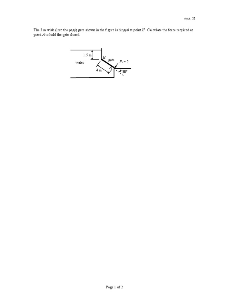 Force Calculation for Hinged Gate | PDF | Classical Mechanics | Applied ...