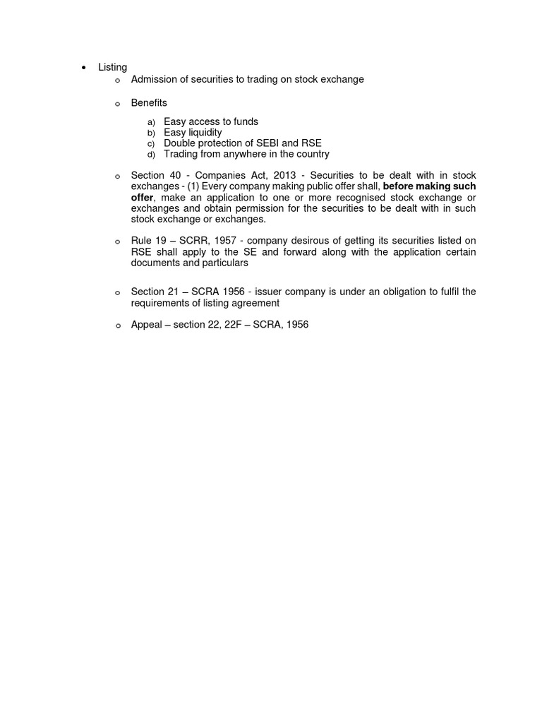 Securities Listing and Delisting Process PDF Stocks Securities (Finance)