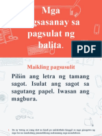 Pagsusulit Sa Pagsulat NG Balita