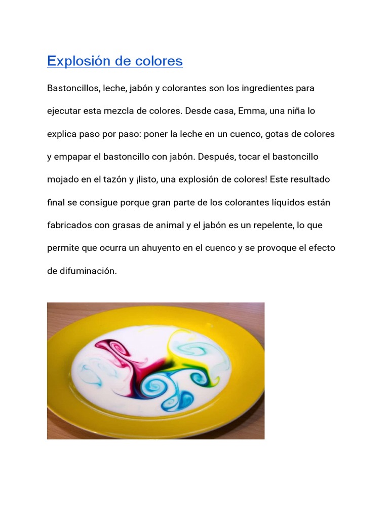 Experimento de explosión de colores | PDF