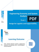Engineering Economy and System Analysis Week 9 Design for Logistics and Supportability