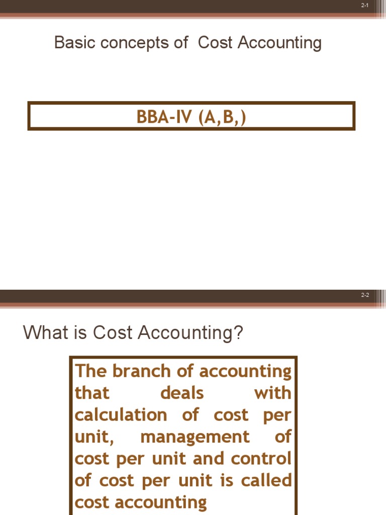 Basic Concepts of Cost Accounting PDF Cost Accounting Cost