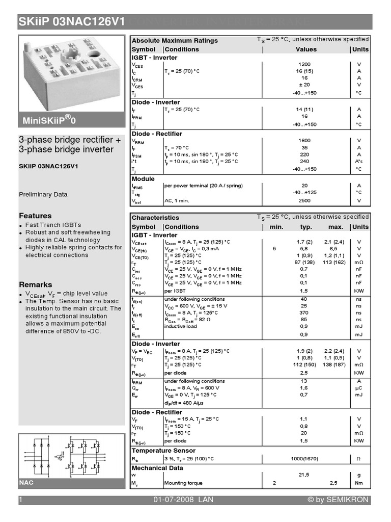 Converter, Inverter, Brake Skiip 03Nac126V1 PDF