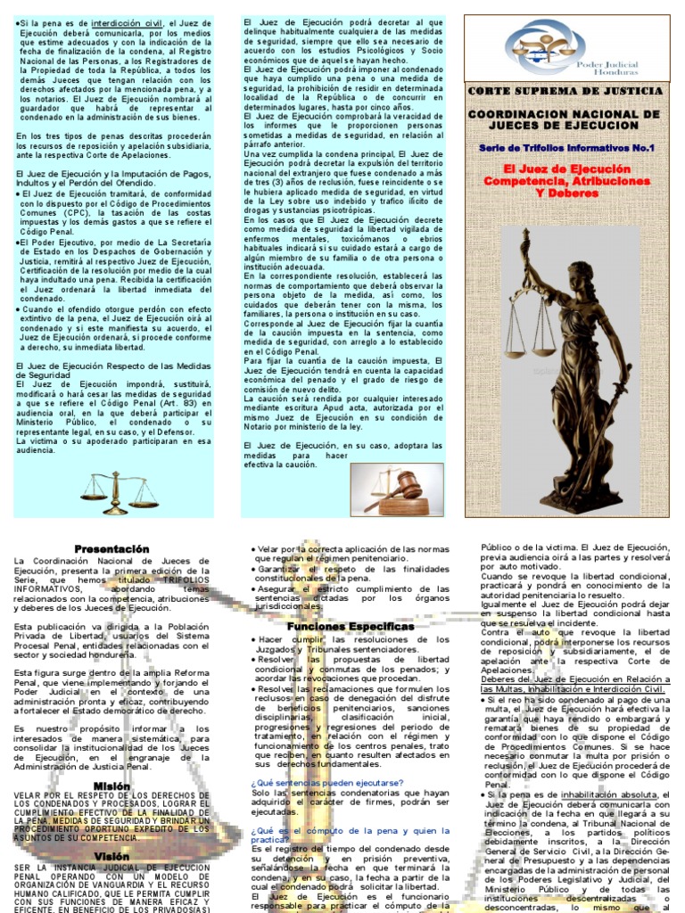 Funciones del Juez de Ejecución en Honduras | PDF | Derecho