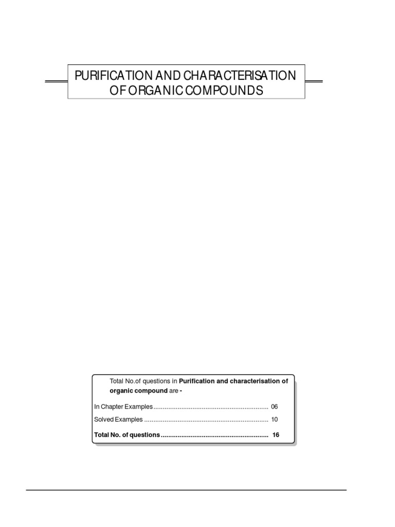 Purification and Characterisation of Organic Compounds (Theory) Module ...
