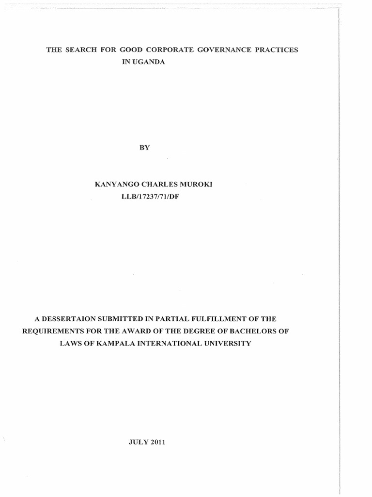 Corporate Governance in Uganda | PDF | Corporate Governance | Governance