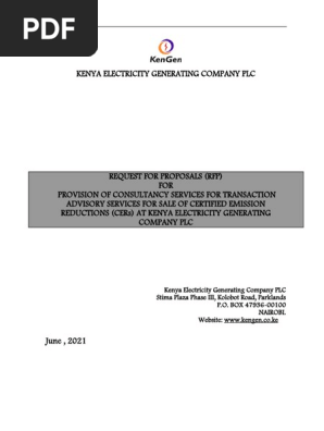 Consultancy Services for Transactions Advisory Services for Sale of CERs for KenGen -_