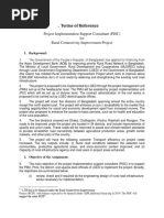 Terms of Reference: Project Implementation Support Consultant (PISC) For Rural Connectivity Improvement Project