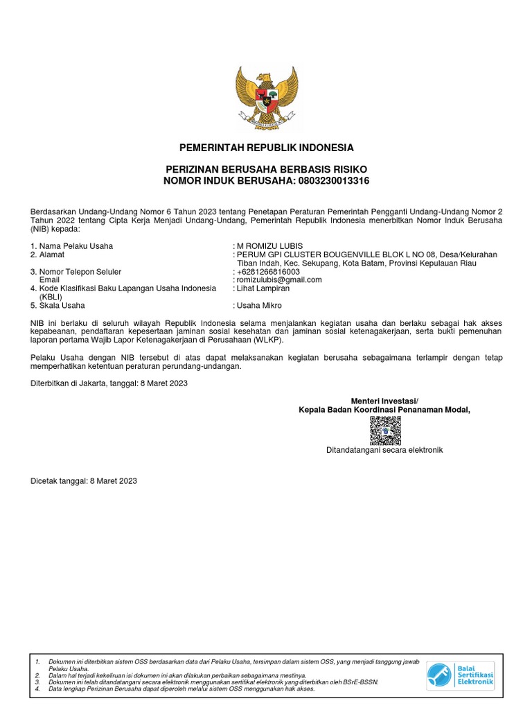 Dokumen Izin Usaha di Kalbar