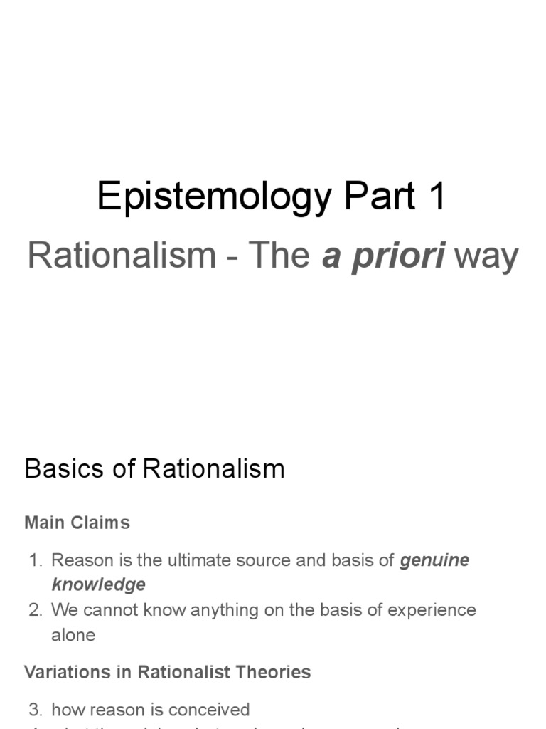 An Introduction to Rationalism: Descartes' Epistemological Theory and ...