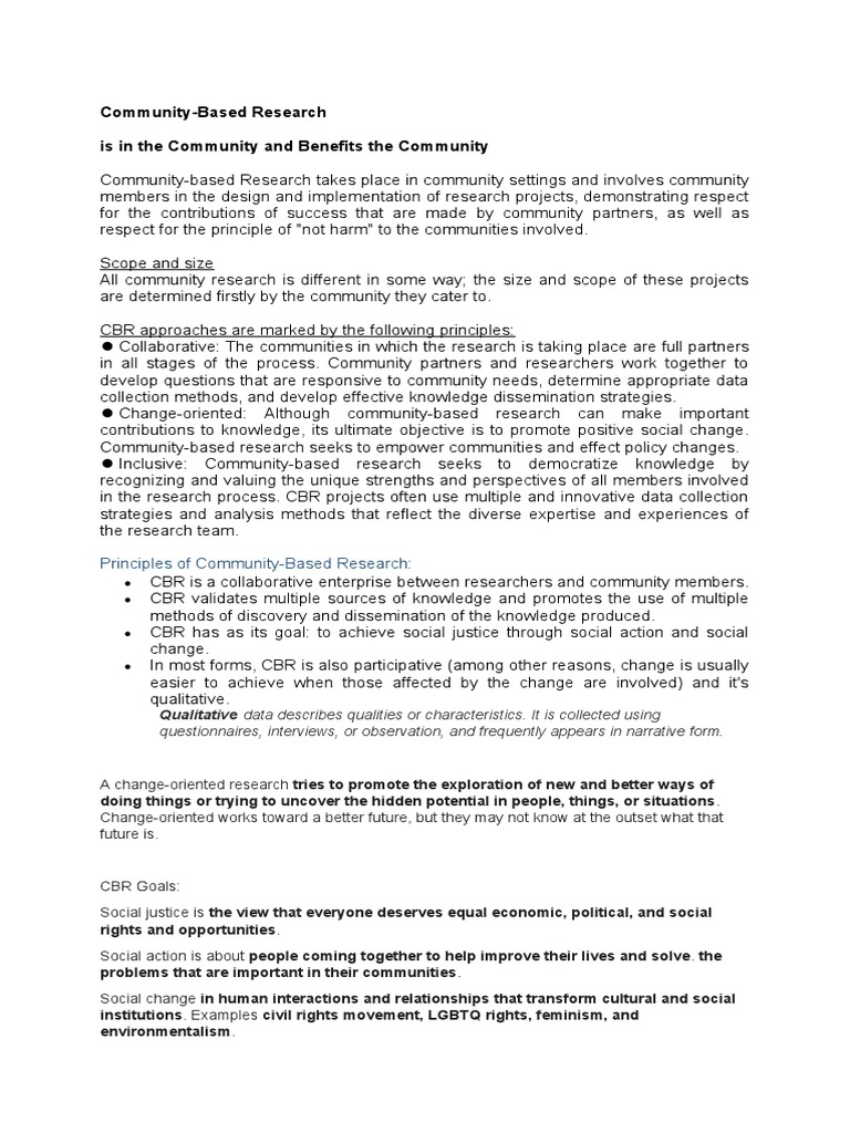 Principles of Community-Based Research | PDF | Community | Folklore