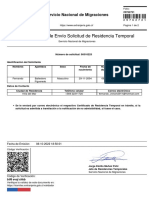 Comprobante de Envío Solicitud de Residencia Temporal: Servicio Nacional de Migraciones