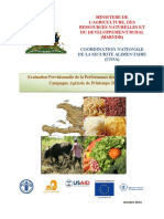 Evaluation Prévisionnelle de La Performance Des Récoltes de La Campagne Agricole de Printemps 2014