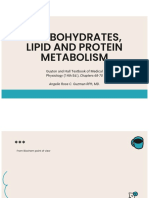 Carbohydrates, Lipid and Protein Metabolism: Guyton and Hall Textbook of Medical Physiology (14th Ed.), Chapters 68-70