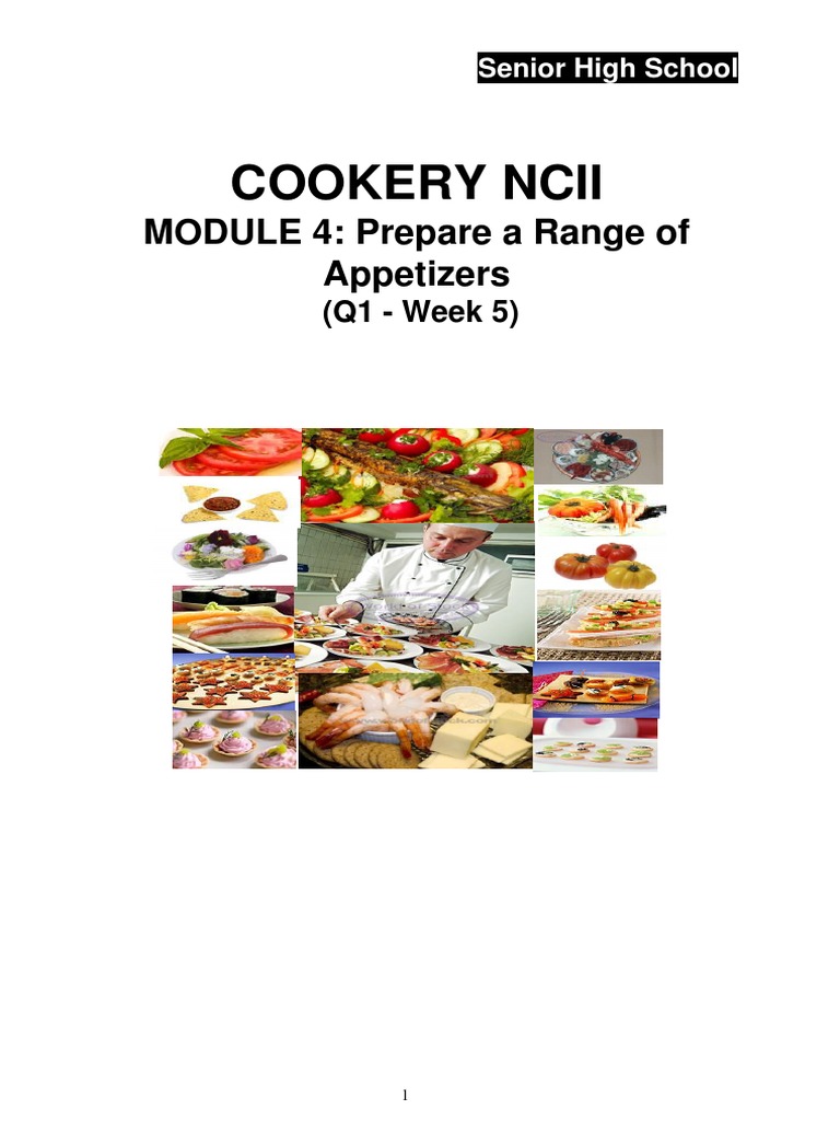 Cookery Ncii MODULE 4 Prepare A Range of Appetizers PDF Slow
