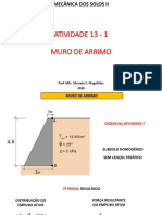 Atividade 13 - 1 Muro de Arrimo: Prof. Msc. Marcelo S. Magalhães 2020