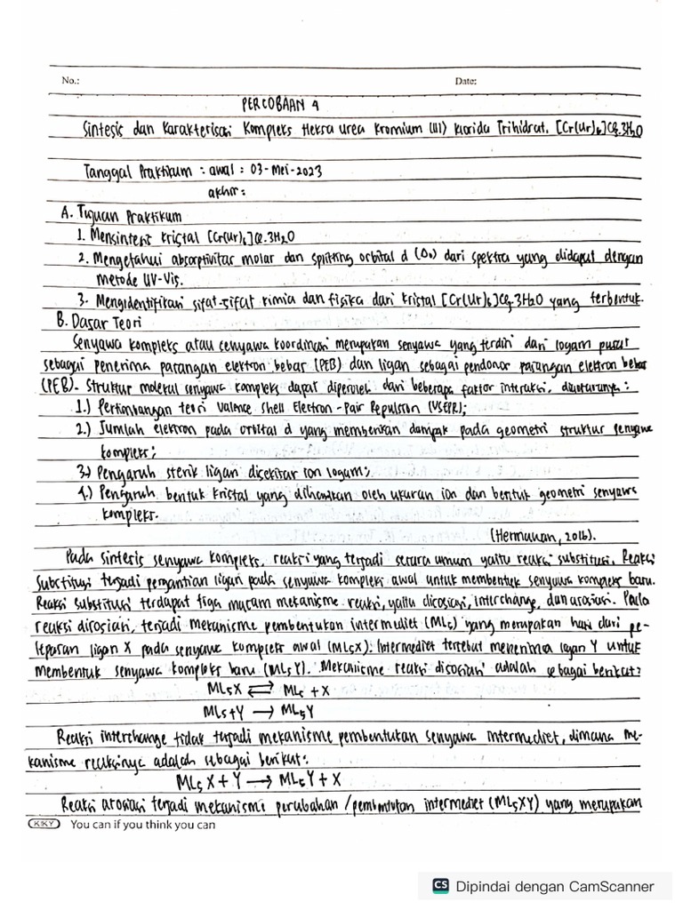 Ahmad Nafran Razani - 2006528 - Jurnal Awal Percobaan 4 (Heksa Urea) | PDF
