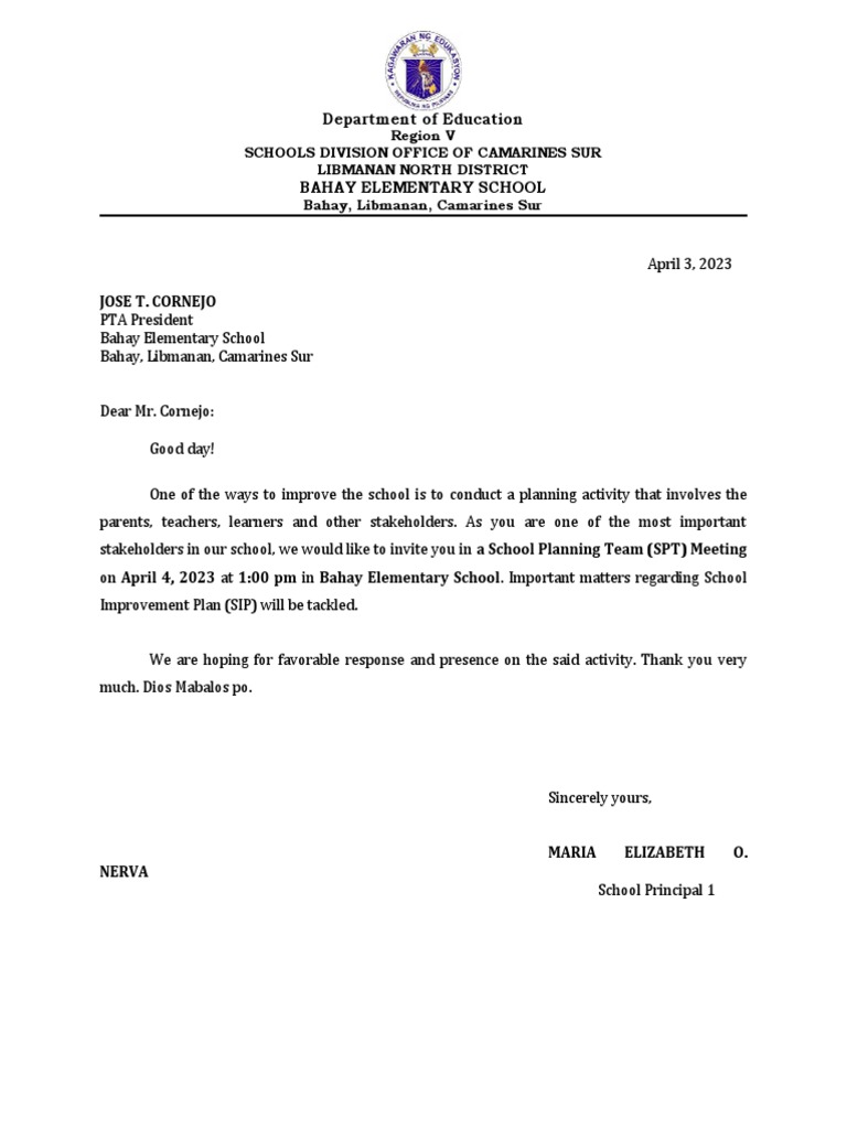 Letter For SPT Meeting | PDF