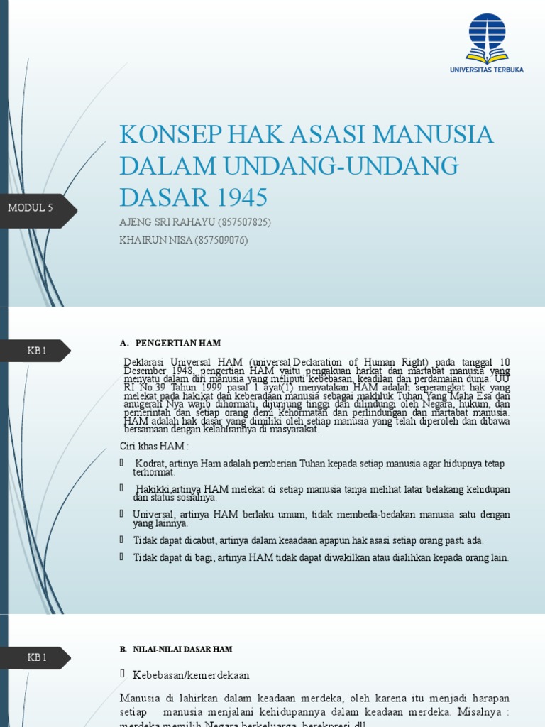 HAM dalam UUD 1945 PDF Politik Ilmu Sosial