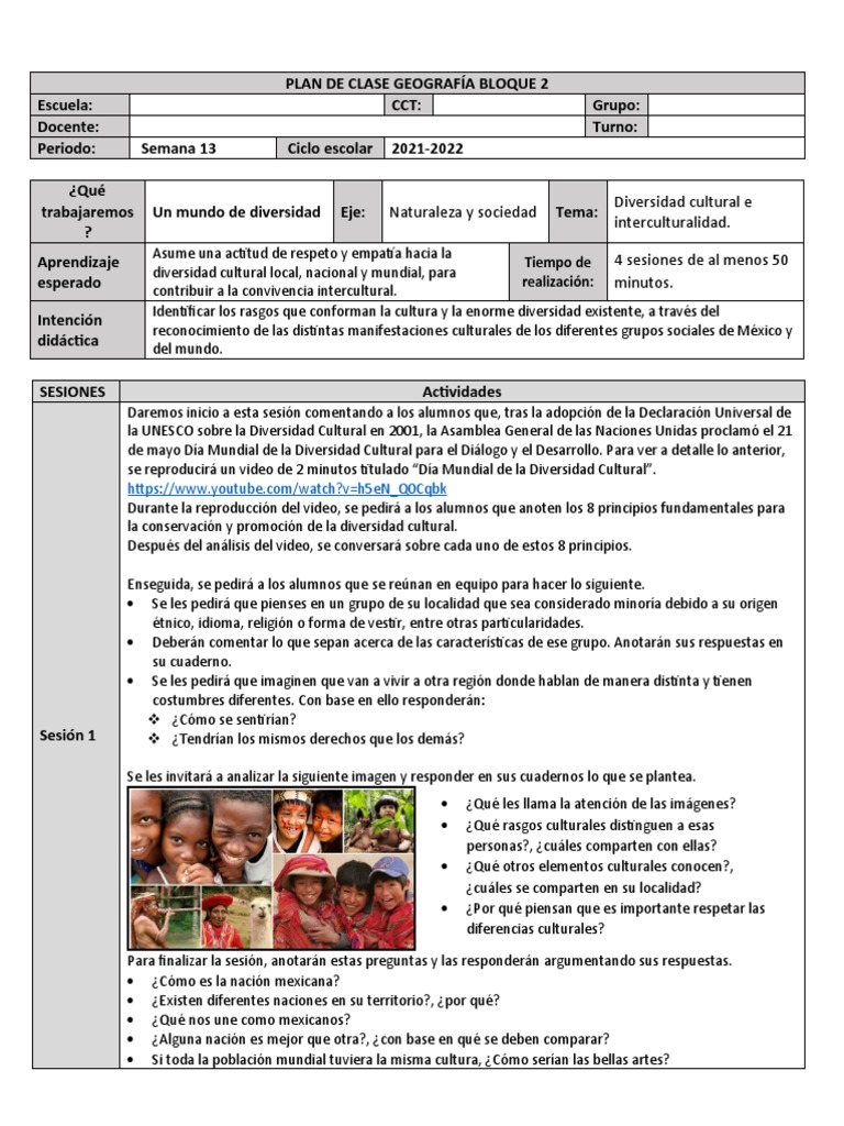 Actividades sobre Diversidad Cultural en Primaria | PDF | México ...