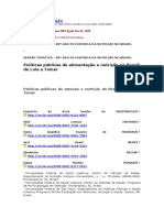 Análise Das Políticas de Alimentação e Nutrição de Lula A Temer