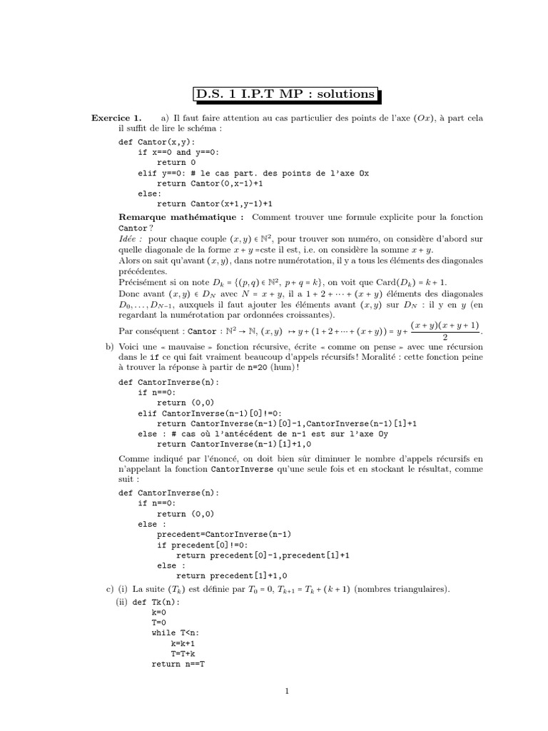 Solutions d'exercices sur les fonctions récursives | PDF ...