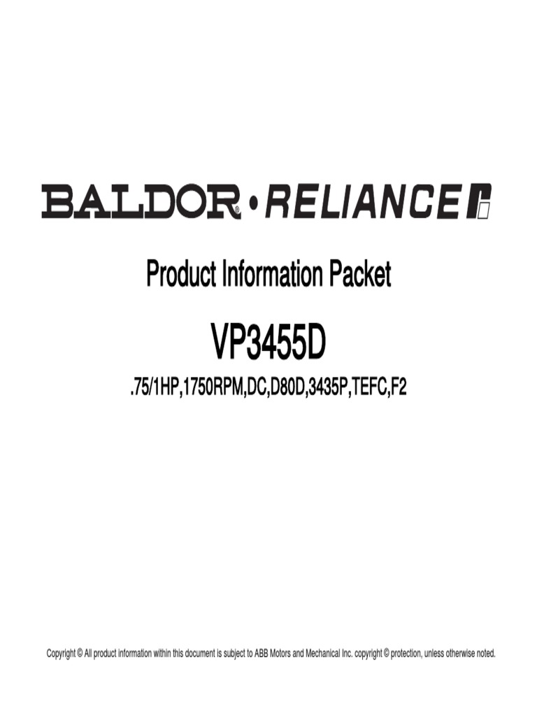 VP3455D | PDF | Electric Motor | Mechanical Engineering