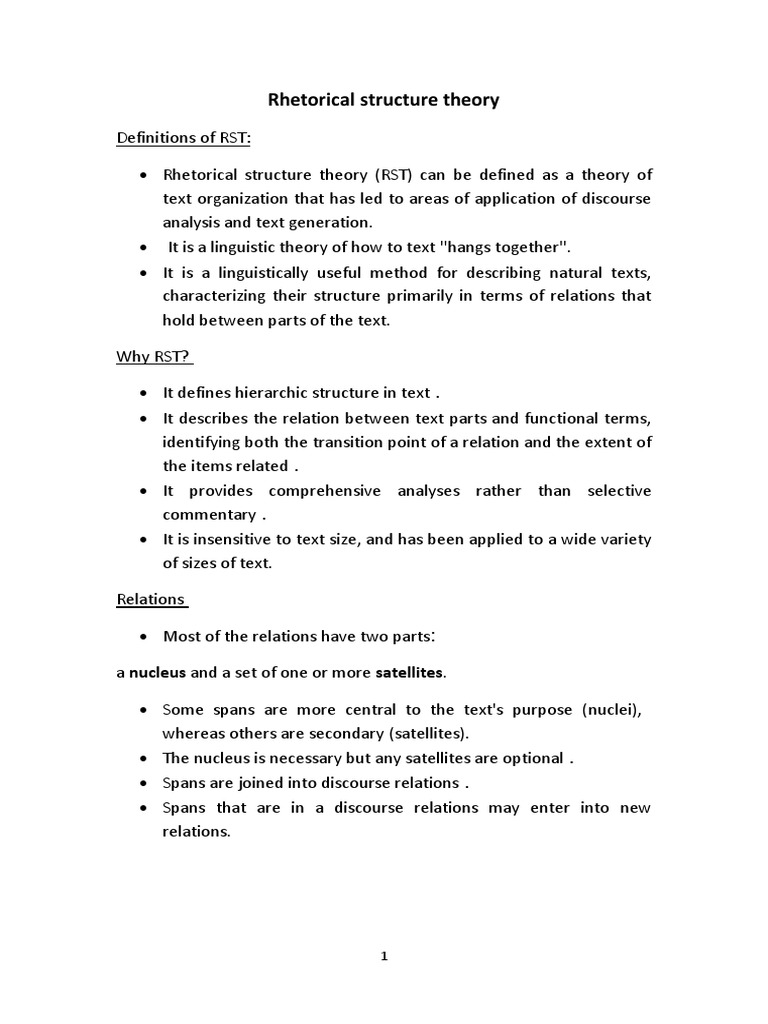 RST model of discourse structure.