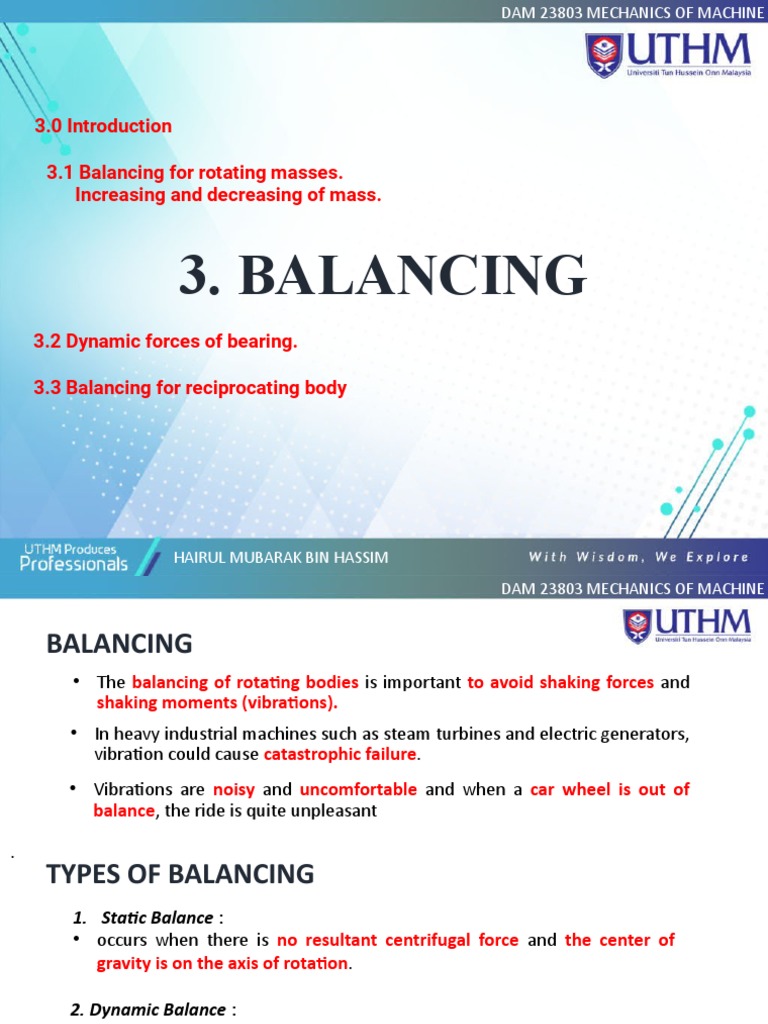 Mechanics of Machine Balancing | PDF | Force | Rotation Around A Fixed Axis