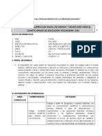 Programación Curricular Anual de Ciencia Y Tecnología para El Cuarto Grado de Educación Secundaria-2022