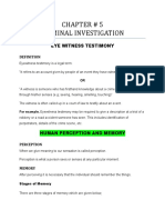 Chapter # 5 Criminal Investigation: Eye Witness Testimony