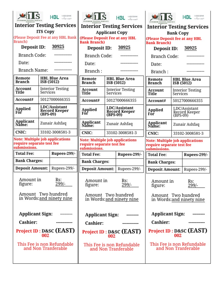 Interior Testing Services Fee Receipt | PDF | Services (Economics ...