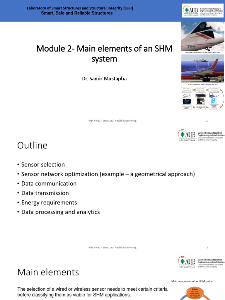 Module 2-Main Elements of An SHM System: Dr. Samir Mustapha | PDF ...
