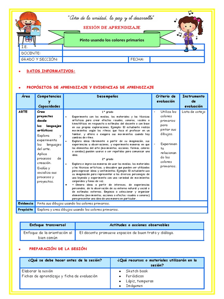 Iii-E2 S2 Sesion D5 Arte Pintamos Con Los Colores Primarios | PDF ...