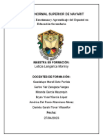 Escuela Normal Superior de Nayarit Licenciatura en Enseñanza y Aprendizaje Del Español en Educación Secundaria