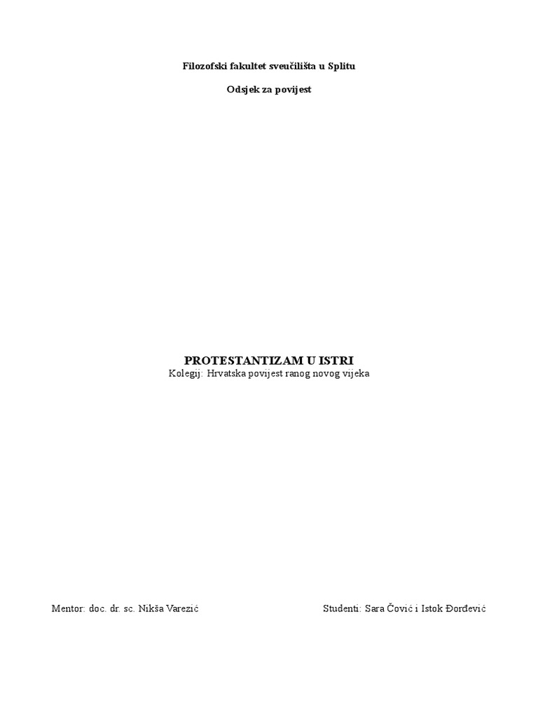 Protestantizam U Istri | PDF