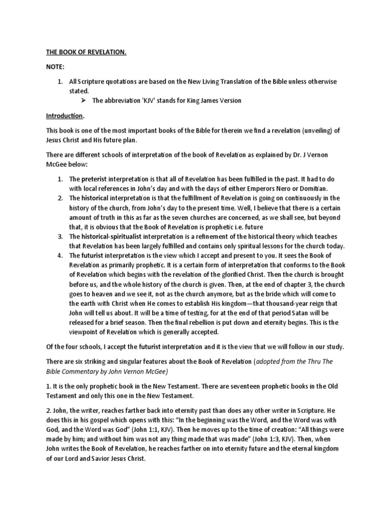 Introduction and Overview of the Book of Revelation | PDF | Book Of ...