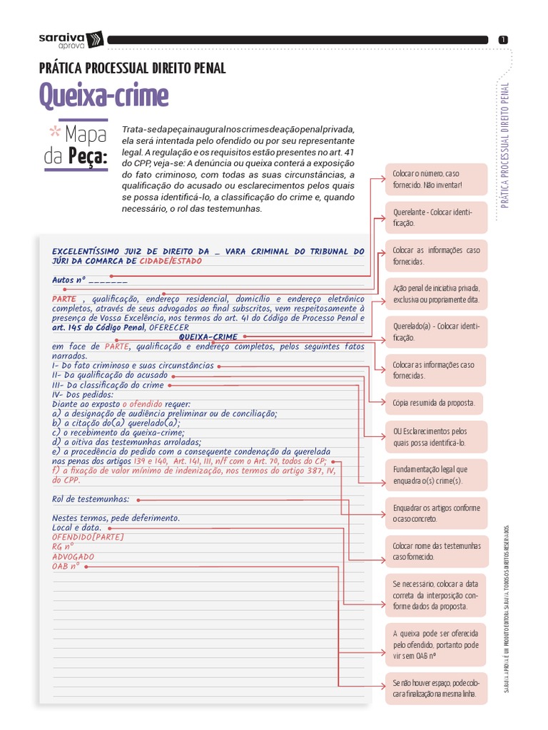 Queixa-crime oferecida por [NOME DO QUERELANTE] contra [NOME DO ...