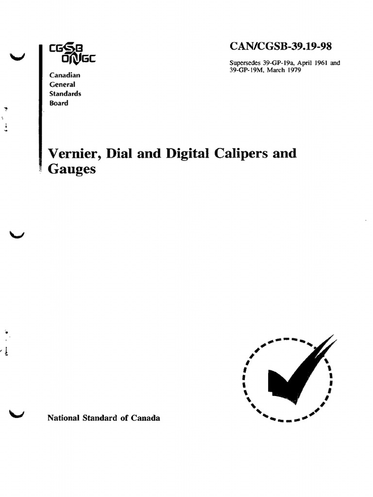 CAN - CGSB 39.19 - 98 Calipers | PDF | Metrology