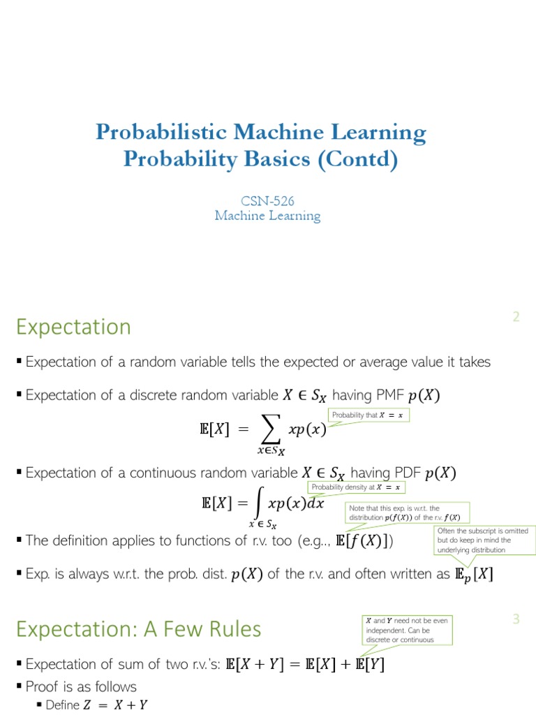 25 probabilistic ml probability basic contd pdf probability