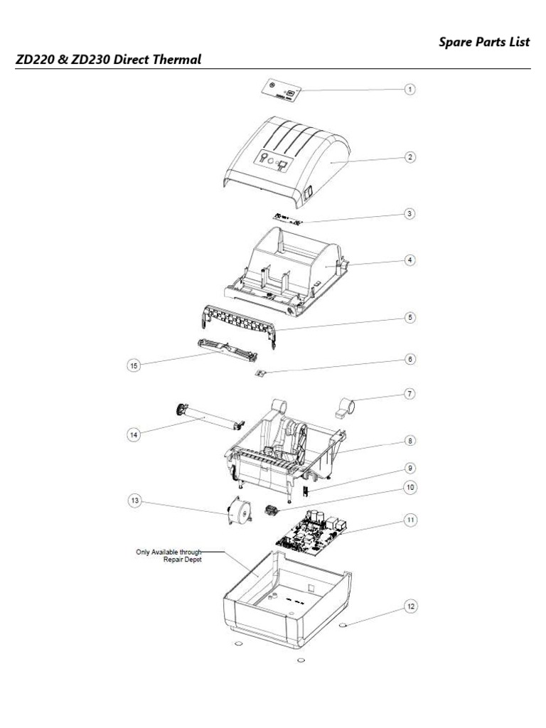 zd220 zd230 Direct Thermal Parts Catalog PDF | PDF | Printer (Computing
