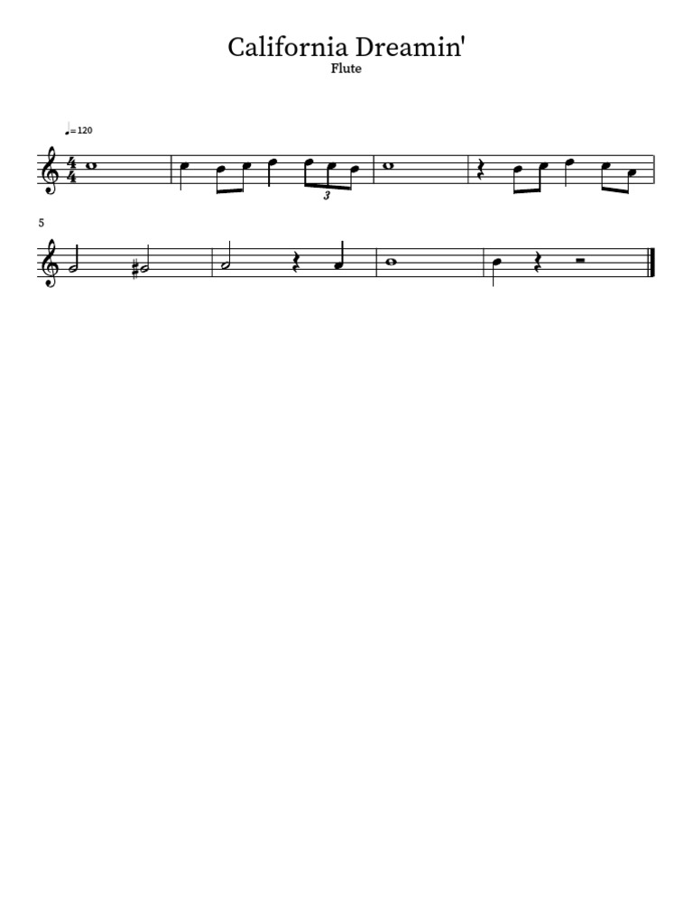 California Dreamin' Flute PDF