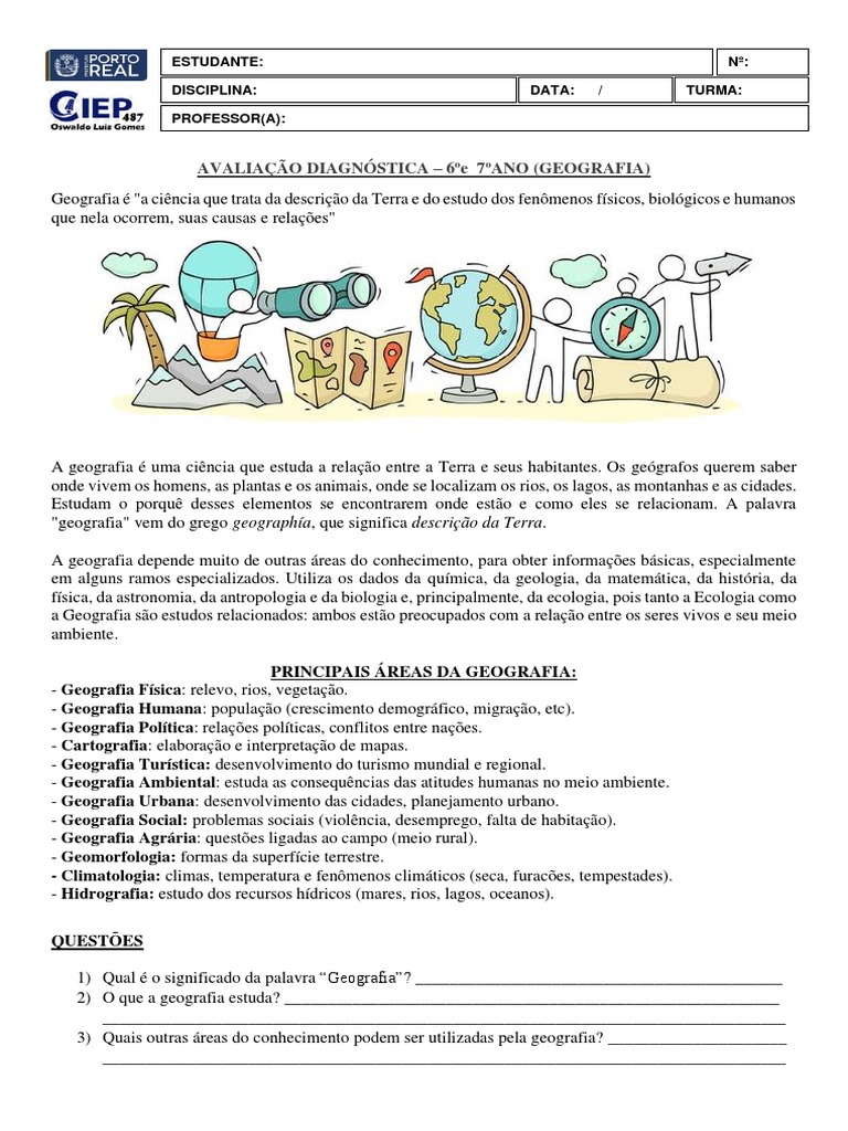 Avaliação diagnostica o que e geografia