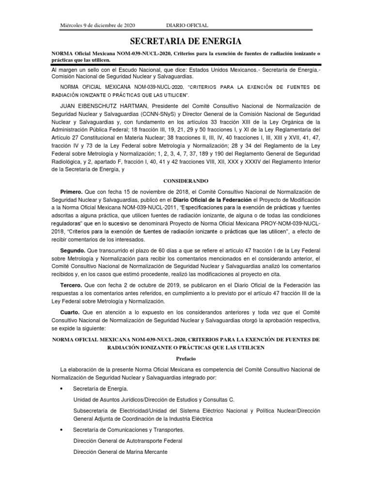 Nom 039 Nucl 2020 | PDF